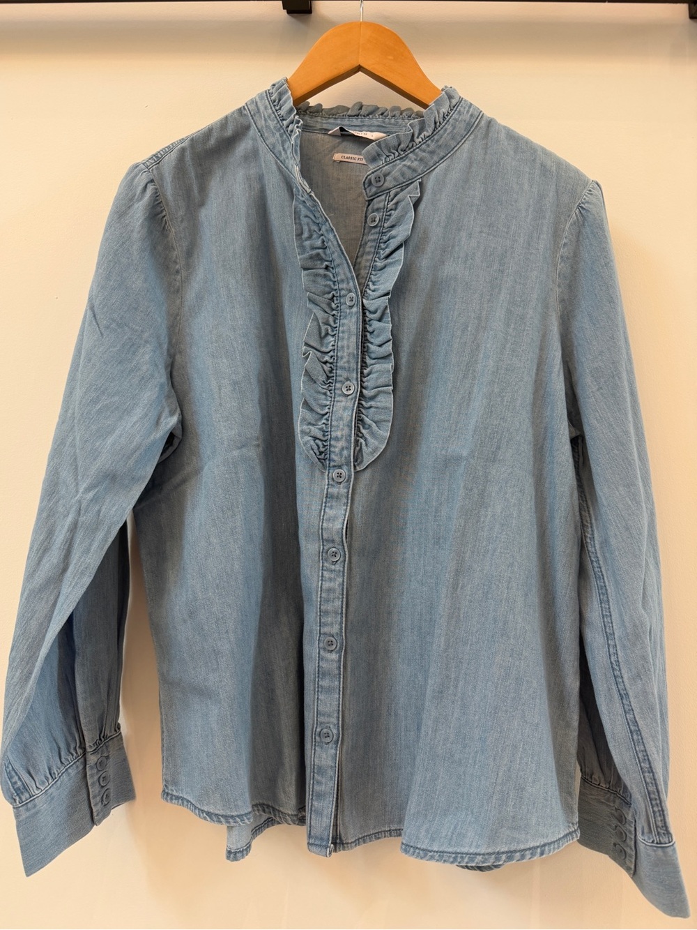 Ricki's Light Blue Ruffle Denim Blouse